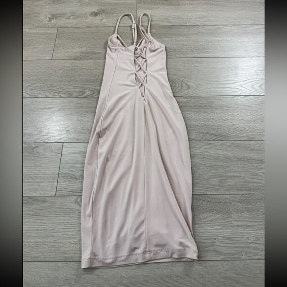 Nookie Spaghetti Straps Bodycon Knee Length Club Dress Cream - Picture 3 of 10